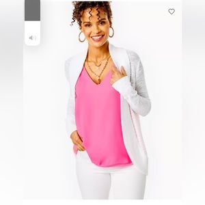 LILLY PULITZER NEW AMALIE CARDIGAN IN RESORT WHITE COLOR SIZE LARGE